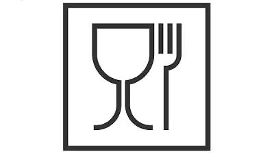 Icon mit Glas und Gabel stellvertretend für spülmaschinengeeignetes Geschirr